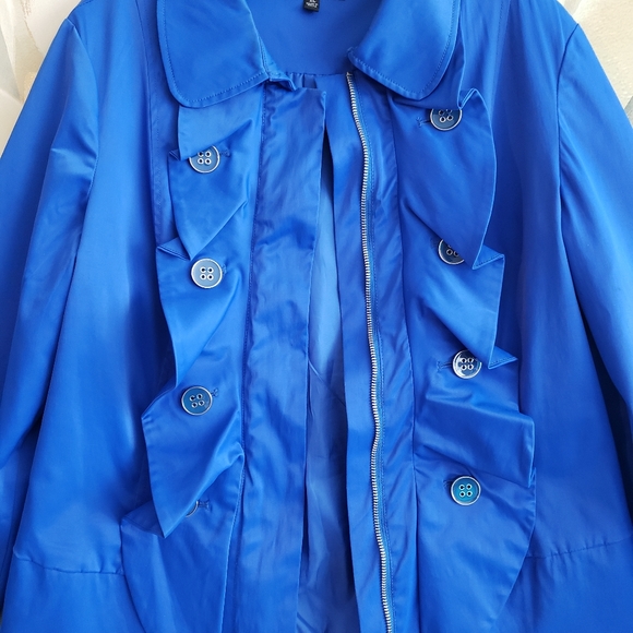 Blue Ruffled Satiny Finish Jacket - Picture 6 of 14